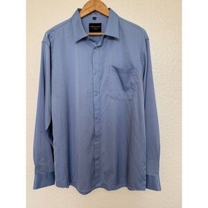 Alimens & Gentle Flex Light Blue Dress Shirt XL Tall Wrinkle Resistant Luxury